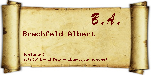 Brachfeld Albert névjegykártya